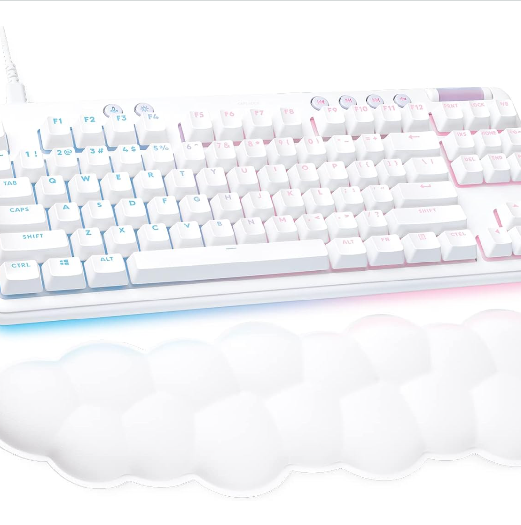 White keyboard with white wrist rest